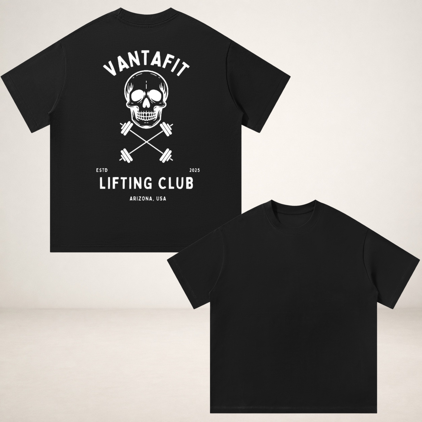 Premium Oversized Vantafit Skull and Cross-Barbells Tee