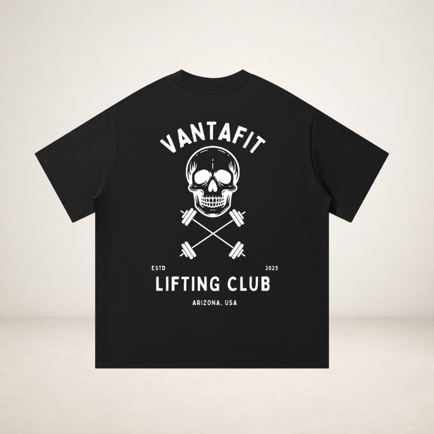 Premium Oversized Vantafit Skull and Cross-Barbells Tee