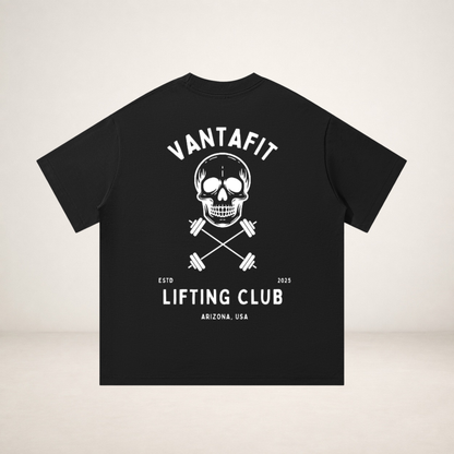 Premium Oversized Vantafit Skull and Cross-Barbells Tee