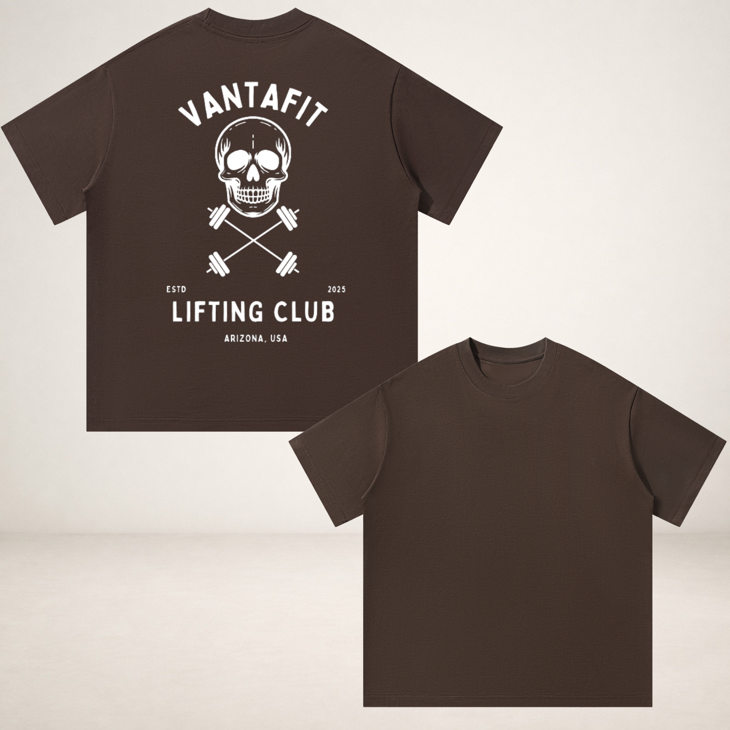 Premium Oversized Vantafit Skull and Cross-Barbells Tee
