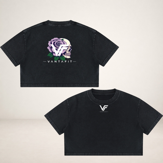 Purple Rose Mineral Wash Crop Tee